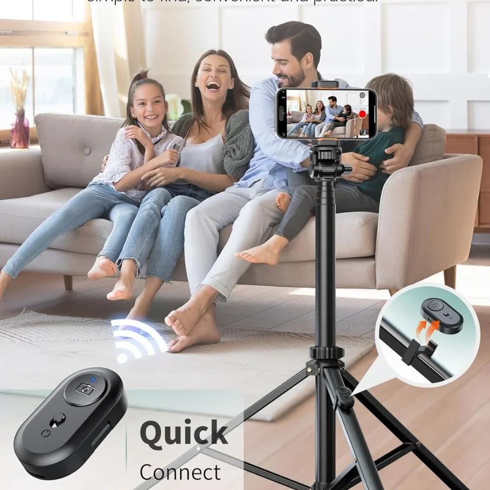 71''/180cm Phone Tripod & Selfie Stick, Portable Phone Stand for Video Record